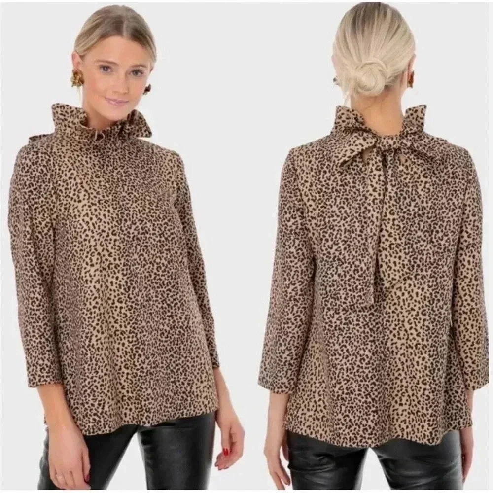 Tuckernuck Leopard Print Faye Bow Back Top - Size XS